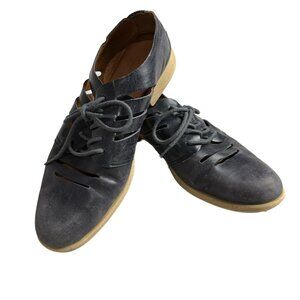 Born Women’s 9 Navy Leather Lace-Up Cutout Comfort Flats
